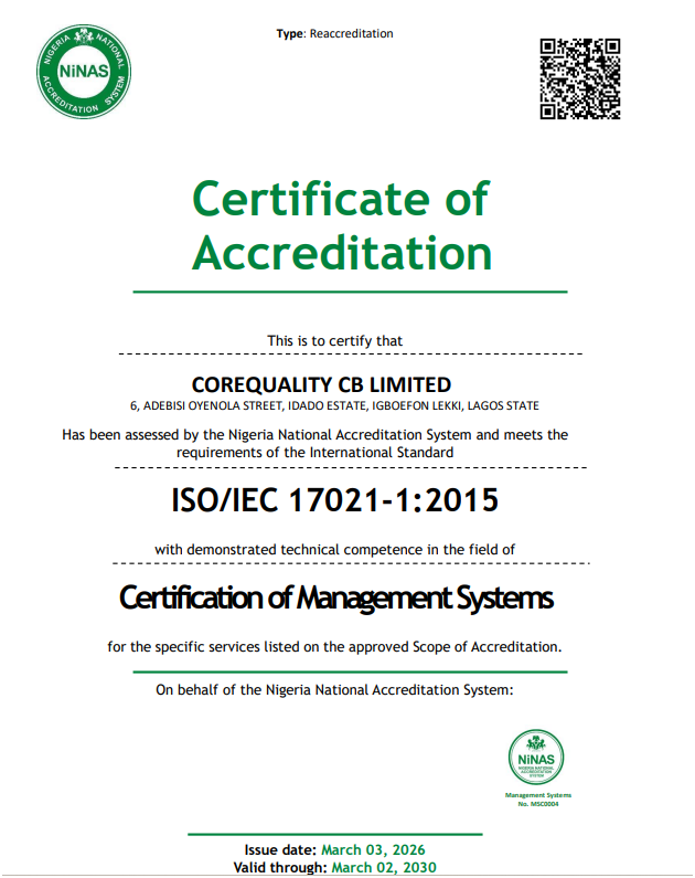 core quality cb Ninas Accreditation